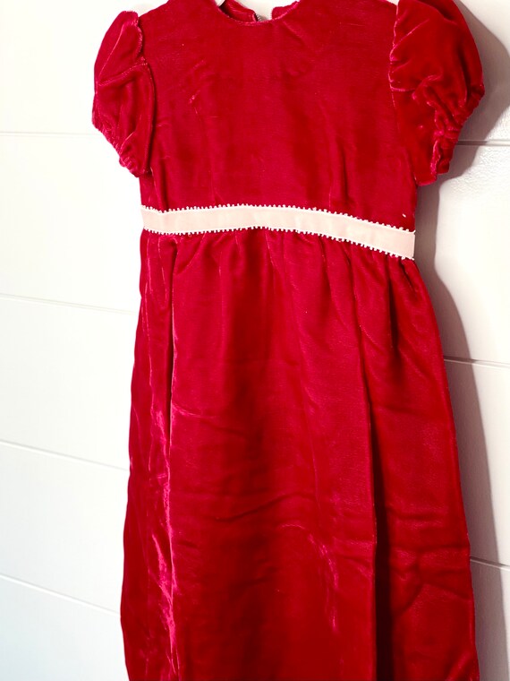 Vintage Crushed Red Velvet Dress, Vintage Red Vel… - image 6