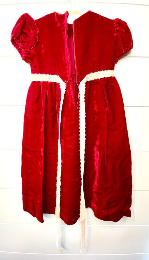 Vintage Crushed Red Velvet Dress, Vintage Red Vel… - image 4