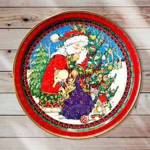 1992 Vintage Hallmark Mary Engelbreit Metal Plate, Vintage 1992 Hallmark Christmas Plate, Vintage Metal Christmas Plate, Vintage Hallmark