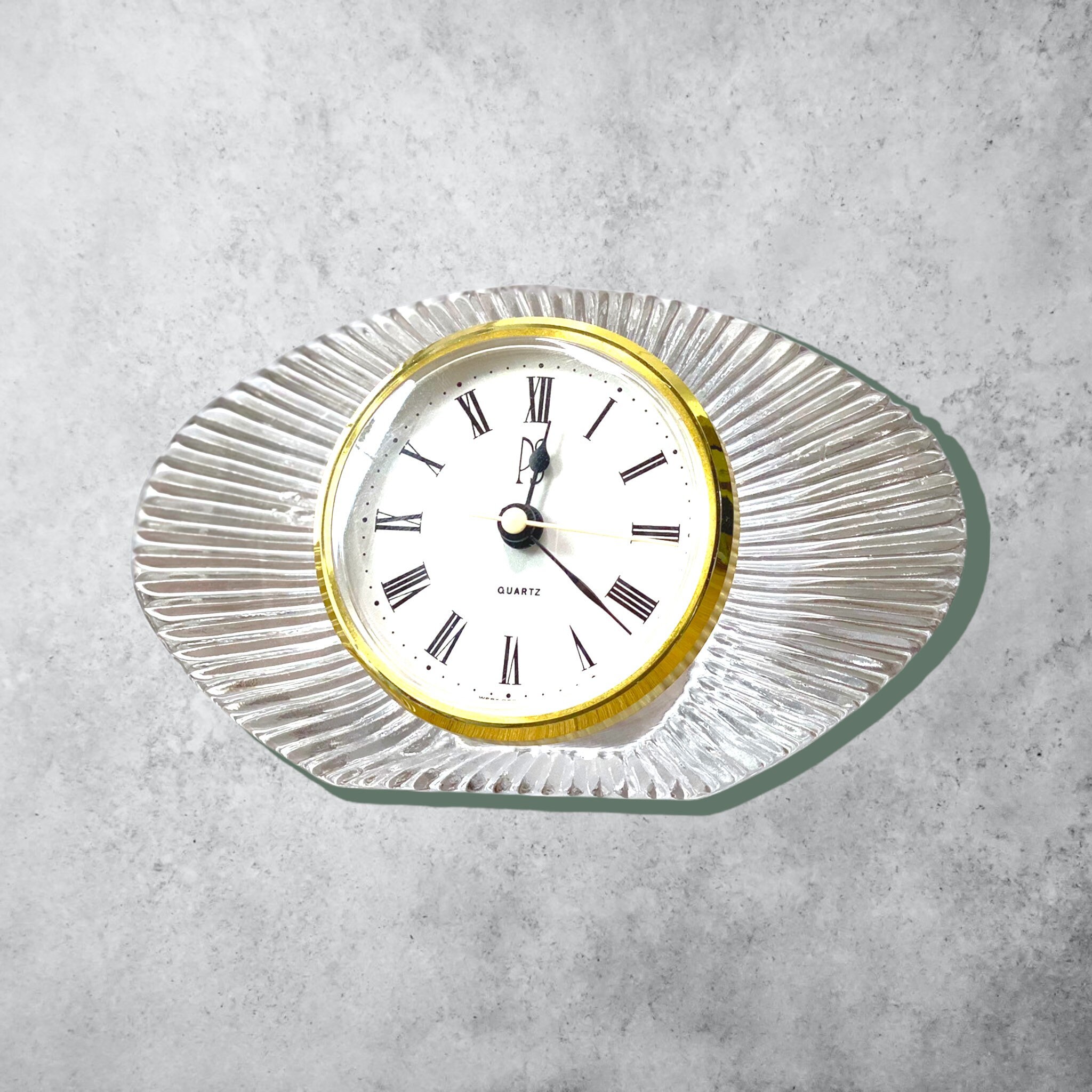 Vintage PS Quartz West Germany Crystal Stand Clock Vintage Etsy