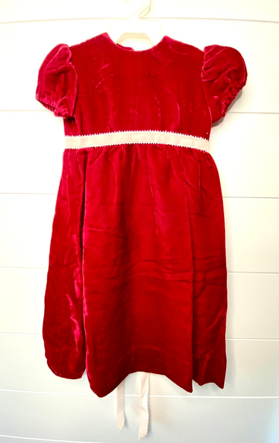 Vintage Crushed Red Velvet Dress, Vintage Red Vel… - image 5