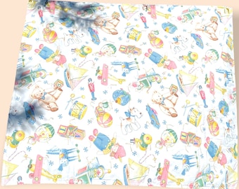 Vintage Toys Baby Quilt: 1960s Handmade Boy Quilt (52x45), boys quilt, vintage quilt, baby quilt, baby blanket, boys baby blanket, unisex