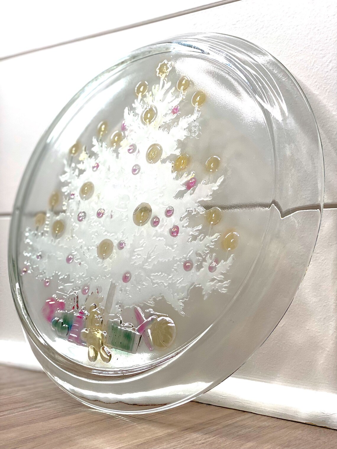 Vintage Indiana Glass Rainbow Mist Christmas Tree Platter Etsy