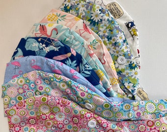 Cute scrub caps - 5" in height- Easy care line - Button option