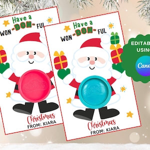 Christmas Play Doh Holder Santa, Printable Holiday Class Gifts, Play Dough Gift, Christmas Play-Doh Classroom Favor, School Gift, Party