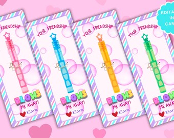Editable Bubbles Valentine Printable Kids Bubble Valentine Non-food Valentine Teacher School Valentine for Students Valentine Bubbles Card