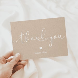 Cartes de remerciement de mariage, Kraft Brown Rustic Wedding Thank You Note, Pack de cartes de remerciement de mariage personnalisé, Ensemble de cartes de remerciement de mariage