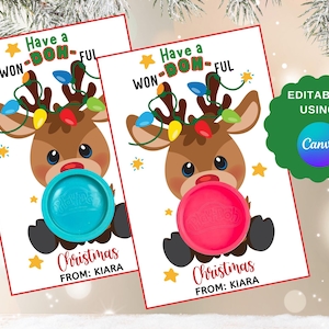 Christmas Play Doh Holder Reindeer, Printable Holiday Class Gifts, Play Dough Gift, Christmas Play-Doh Classroom Favor, School Gift, Party