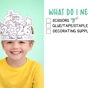 2026 New Year Paper Crown Coloring Headband Holiday Celebration Cut Out ...