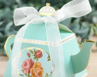 Teekanne Boxen Geschenk Geschenk Boxen, Hochzeit, Brautparty, Verlobung, Geburtstag, Babyparty, High Tea, Hennen Gastgeschenke, Rosa Blau Bonbonniere