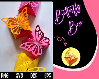 Butterfly Gift Box svg, Gift Boxes svg, Butterfly Box Template, Butterflies Paper Box svg, Gift Box Bundle svg dxf, No Glue Box Cricut svg