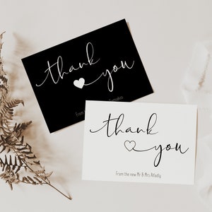 Hochzeit Dankeskarten, Schwarz weiß Hochzeit Danke Notiz, Individuelle Hochzeit Danke Karte, Hochzeit Danke Karten Set weiß schwarz