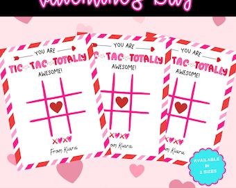 Printable Valentine's Day Tic Tac Toe Cards Kids Valentine Printables – Tic Tac Toe Valentine Game – School Valentine Personalized Editable