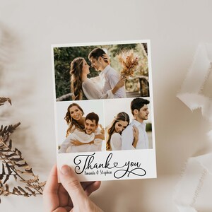 Personalised Wedding Thank You Cards With Photos, Printed Thank You Wedding Photo Cards, Thank You Postcards, Black and white, Minimal
