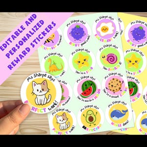 Personalized Teacher Reward Stickers Personalised Student Motivation Stickers Custom Teacher Reward Editable Stickers Appreciation Stickers