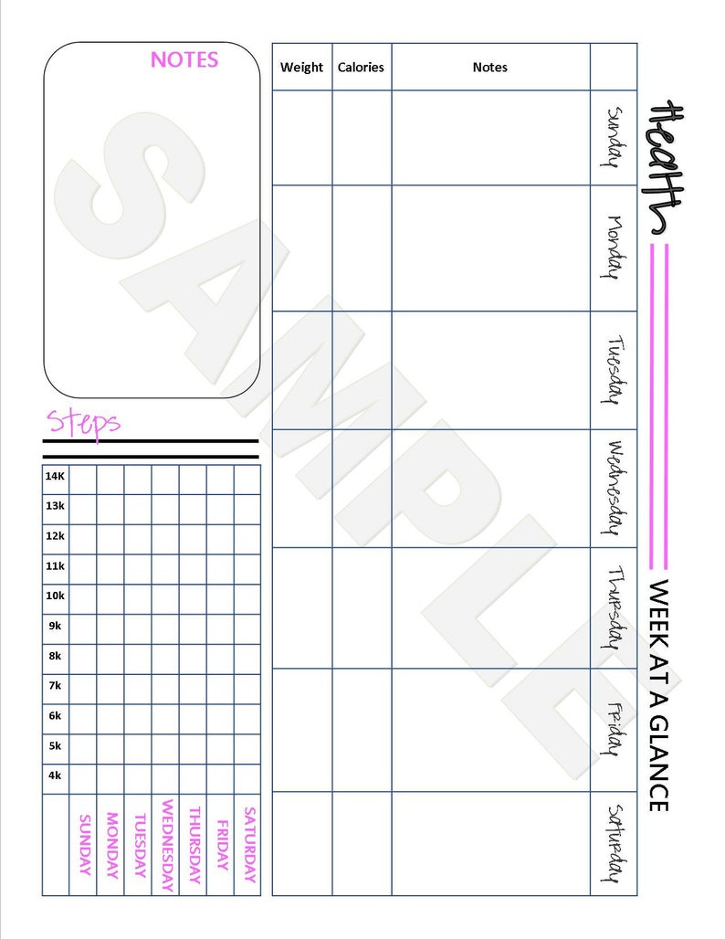 BIG HAPPY PLANNER Printable -*- Pink Healthy Habits Tracking Sheet ...
