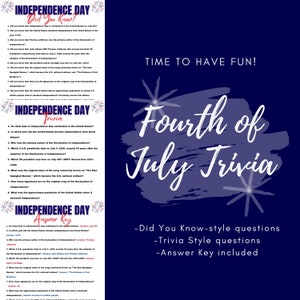 United States Independence Day Trivia - July 4th