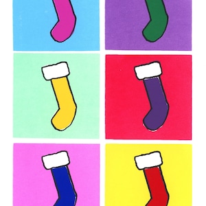 Set of 5,Beautiful, Hand Screened, Signed Serigraph, Christmas Card Art