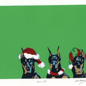 Belle, sérigraphie à la main, sérigraphie signée, carte de Noël d’art avec différentes quantités avec enveloppes