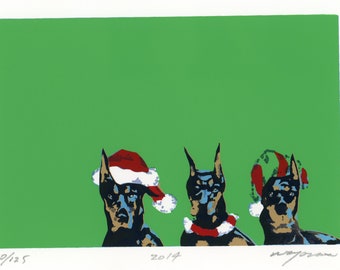 Beautiful, Hand Screened, Signed Serigraph, Christmas Card Art with various quantities with envelopes