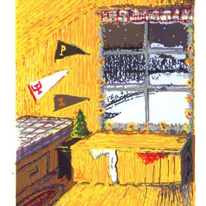 Set of 5, Beautiful, Hand Screened, Signed Serigraph, Christmas Card Art