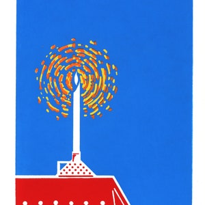 Set of 5,Beautiful, Hand Screened, Signed Serigraph, Christmas Card Art
