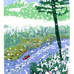 Set of 5,Beautiful, Hand Screened, Signed Serigraph, Christmas Card Art