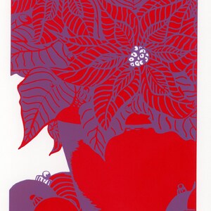 Ensemble de 5, Beau, Hand Screened, Signed Serigraph, Christmas Card Art avec enveloppes