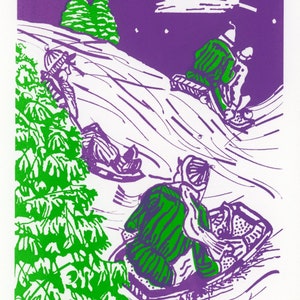 Set of 5, Beautiful, Hand Screened, Signed Serigraph, Christmas Card Art with envelopes