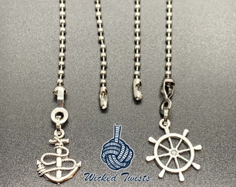 Nautical Ceiling Fan / Light Pull Chain (Anchor / Ship Wheel - Small)