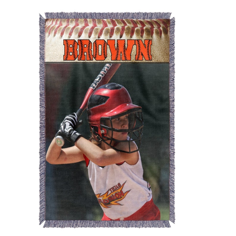 Stadium Blanket Custom Colors Photo Baseball Throw Personalized Photo Baseball Blanket