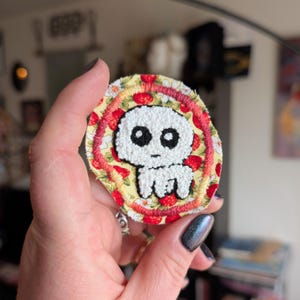 TBH Embroidered Patch | Creature Pride | YIPPEE ! | Fluffy Type | Yellow/Pink Border | Finished | Sew-On | Glue Optional