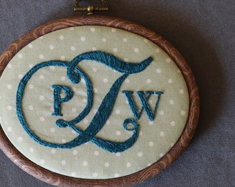 custom oval monogram embroidery
