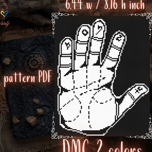 Chiromancie à la main point de croix v sur une paume ouverte, divination à la main et lignes du destin divination et divination modèle PDF