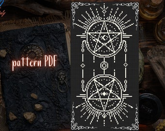 Abstract tarot card cross stitch pattern tarot card embroidery Modern Gothic cross stitch Pdf embroidery Witch theme Cottagecore decor
