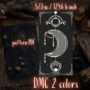 Carta de tarot lunar patrón punto de cruz bordado de cartas de tarot Punto de cruz gótico moderno PDF Tema de bruja cartas astrológicas de año nuevo lunar
