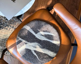 Handmade Wool Felt Seat Cushion: Natural Chair Pad, Gift For Home