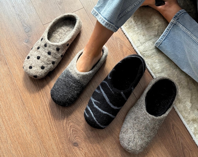 Natural Wool Slippers: Sustainable Handmade Indoor Shoes, Breathable Temperature Regulating Shoes for Winter Comfort