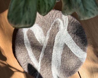 Handgemaakte wollen onderlegger | Fauteuilkussen | Rond dineren | Kantoormat | Stoelbeschermer | Natuurlijk woondecoratie