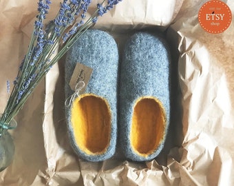Pantoufles en laine faites main : chaussures de maison feutrées respectueuses de l'environnement, chaussures chaudes pour un confort à la maison toute l'année