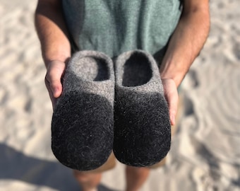 Men’s Wool Felt Slippers | Hygge Comfort | Non-Slip Sole | 100% Natural Wool