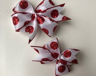 Red Sparkle Polka Dot Bow