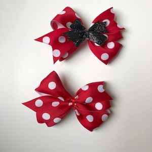 Red and White Polka-dot Minnie Mouse Bow