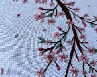 刺繍テンプレート、桜、刺繍、桜の枝、春の装飾、桜、モダン刺繍、刺繍