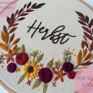 EMBROIDERY TEMPLATE, AUTUMN WREATH, Fall Wreath, Autumn Decoration, Autumn Wreath, Embroidery Picture, Autumn, Modern Embroidery, Embroidery, Customizable