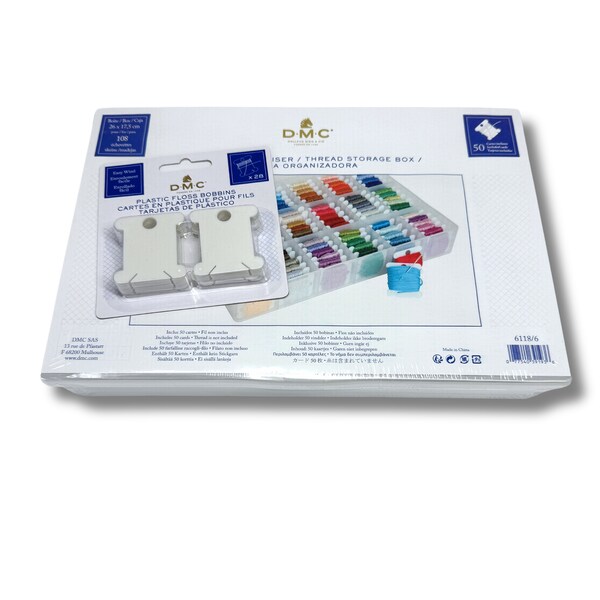 DMC thread box with winding cards, DMC BOX, embroidery thread box, embroidery thread storage, DMC winding cards