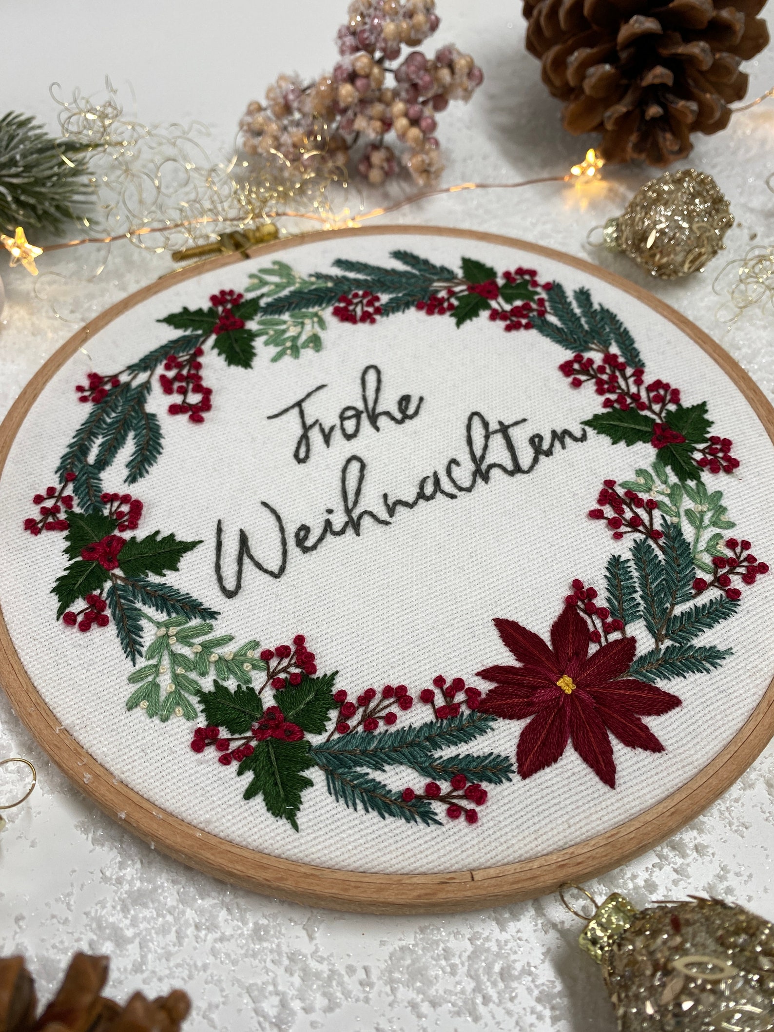 STICKVORLAGE WEIHNACHTEN WEIHNACHTSKRANZ Christmas Wreath Etsy.de