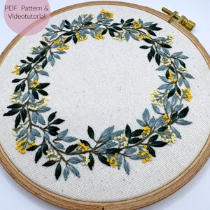 EMBROIDERY TEMPLATE &quot;Small leaf wreath&quot;, embroidery template, learn to embroider, embroidery, instructions for embroidery, embroider a gift, embroidery, embroidery course