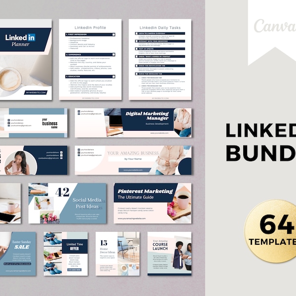 Canva LinkedIn Post Templates Bundle, LinkedIn Marketing,  Linkedin Templates, Branding, Linkedin planner, Professional LinkedIn Banner