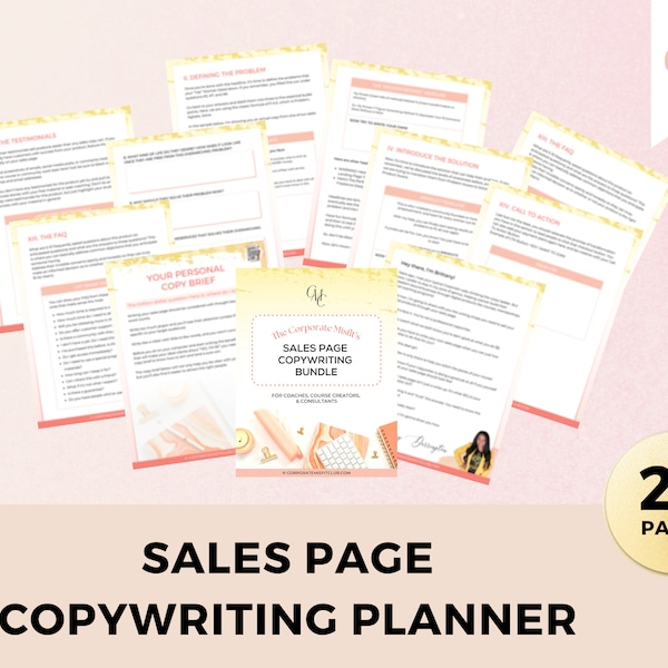 Sales Page Copywriting Planner | Landing Page Writing Kit | Sales Page Writing Kit | Copywriting Framework| 29 Pages
